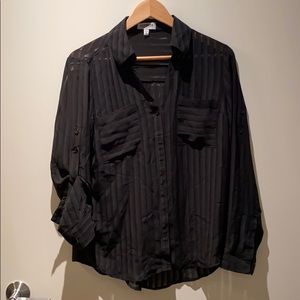 Express sheer stripes black portofino blouse